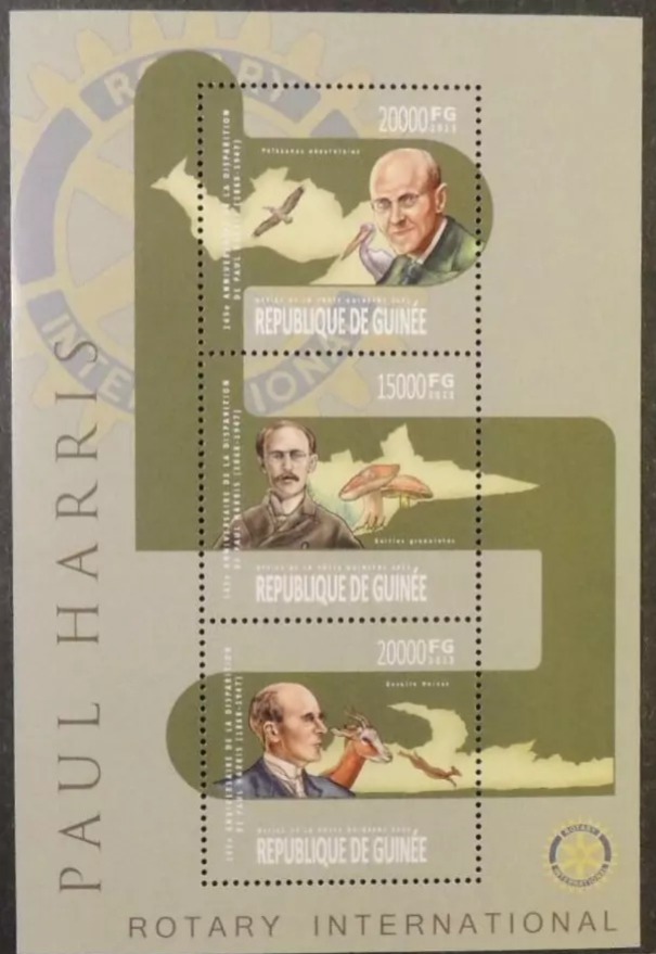 Guinee 2013 Paul Harris Rotary Birds Mushrooms M/S MNH