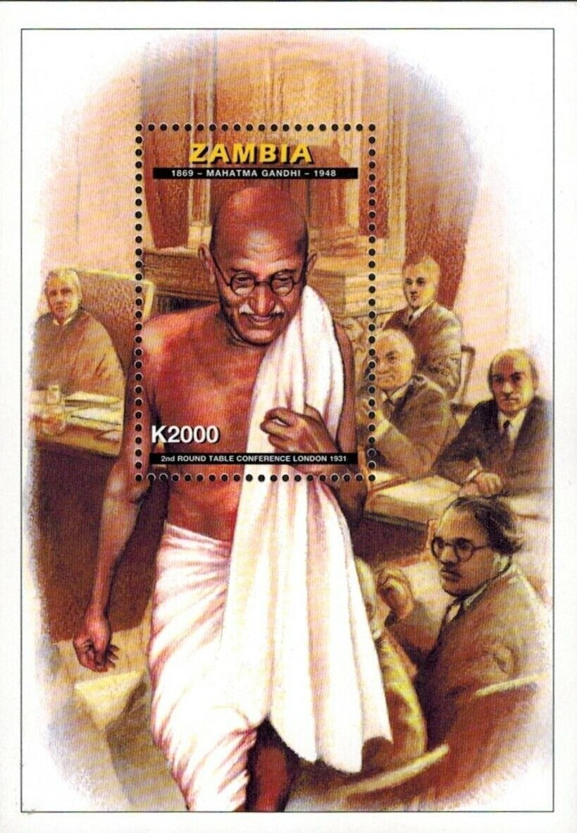 Zambia 1998 Mahatma Gandhi M/s Mint