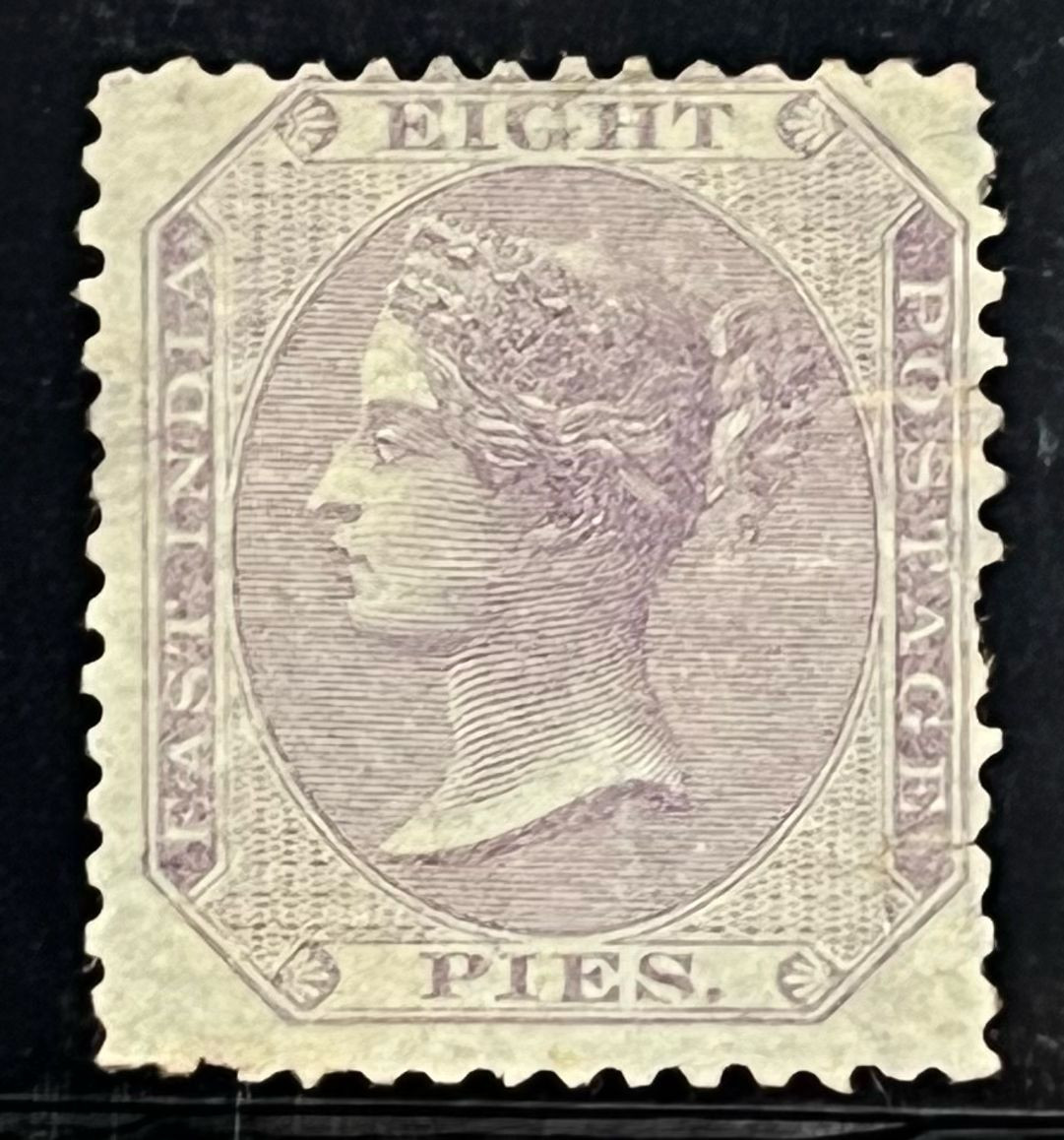 India 1860 QV East India NO WATERMARK SG 51 Purple on Bluish Paper Mint RARE SG Cat Val £700