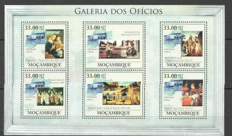 Mozambique 2010 Galeria Dos Oficios M/S MNH