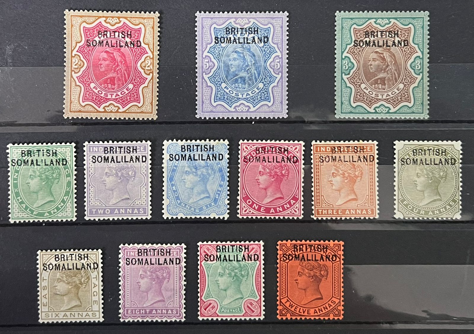 British Somaliland 1903 Overprint on India QV Complete Set Mint White Gum High Cat Val