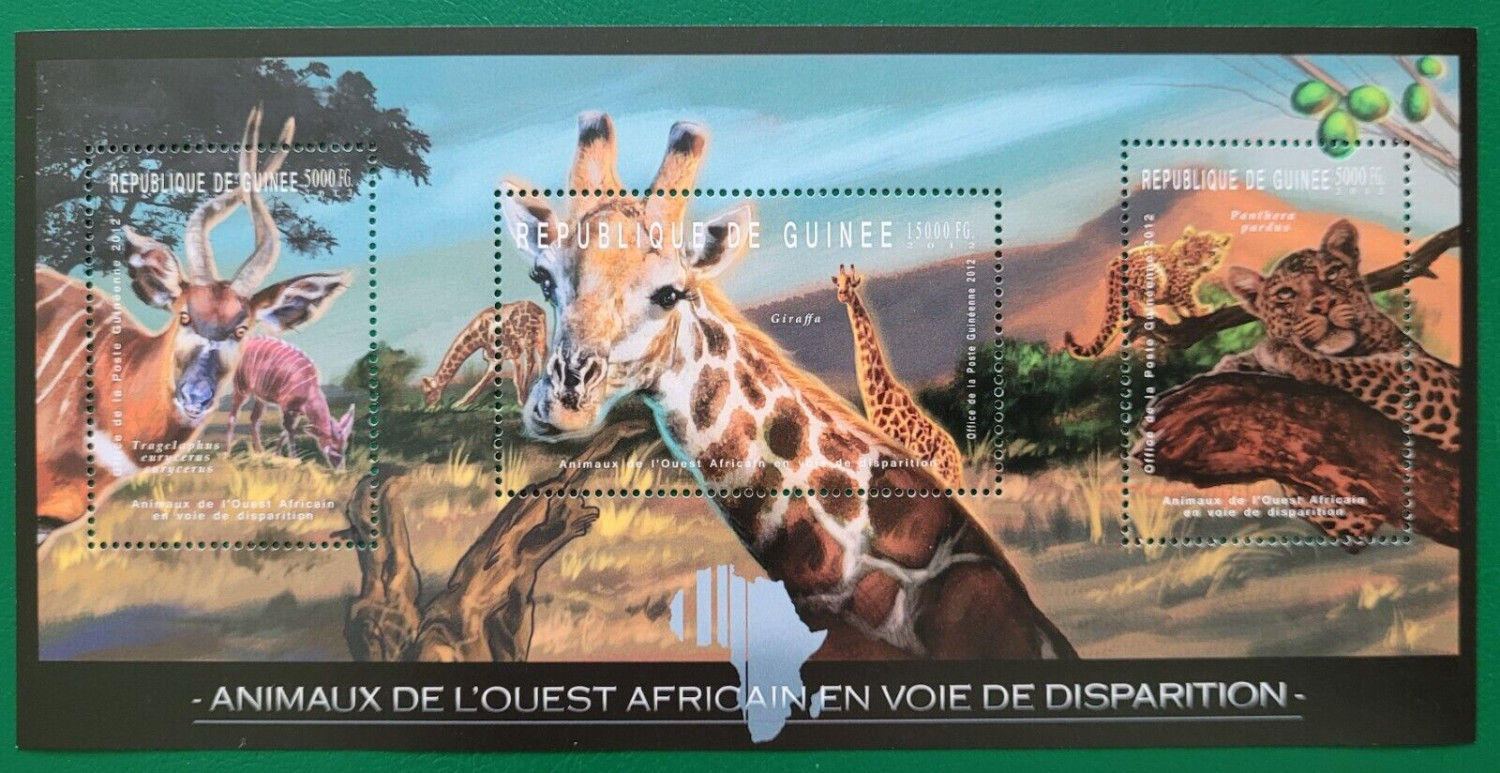 Guinee 2012 Endangered Animals of West Africa cats M/S MNH