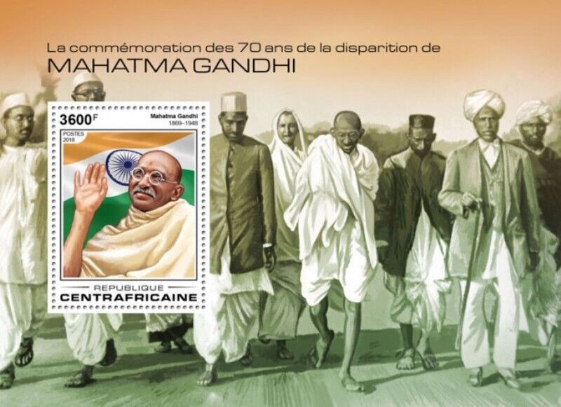 Central Africa 2018 Mahatma Gandhi M/S MNH