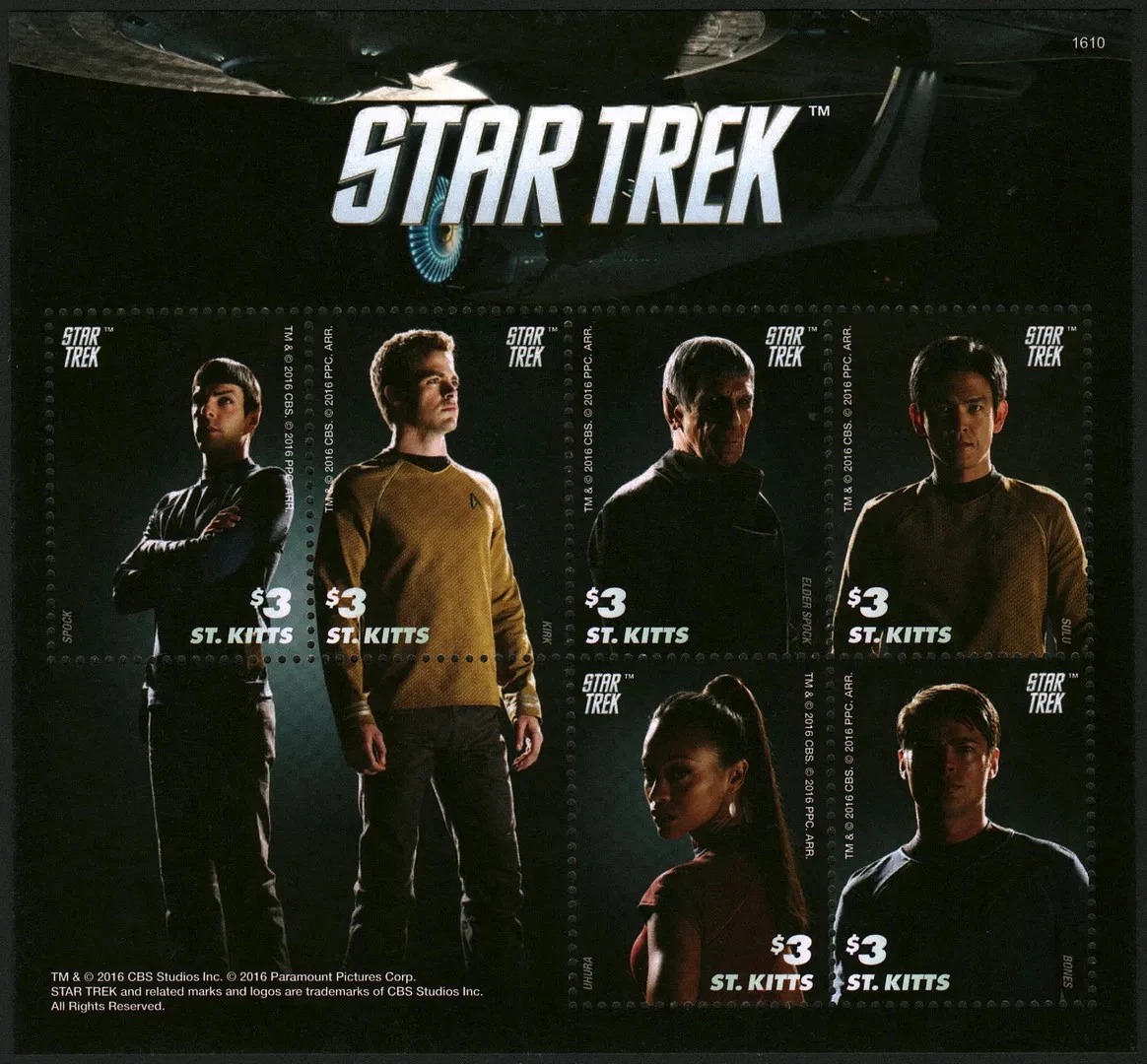 St. Kitts 2016 Star Trek Characters M/S MNH