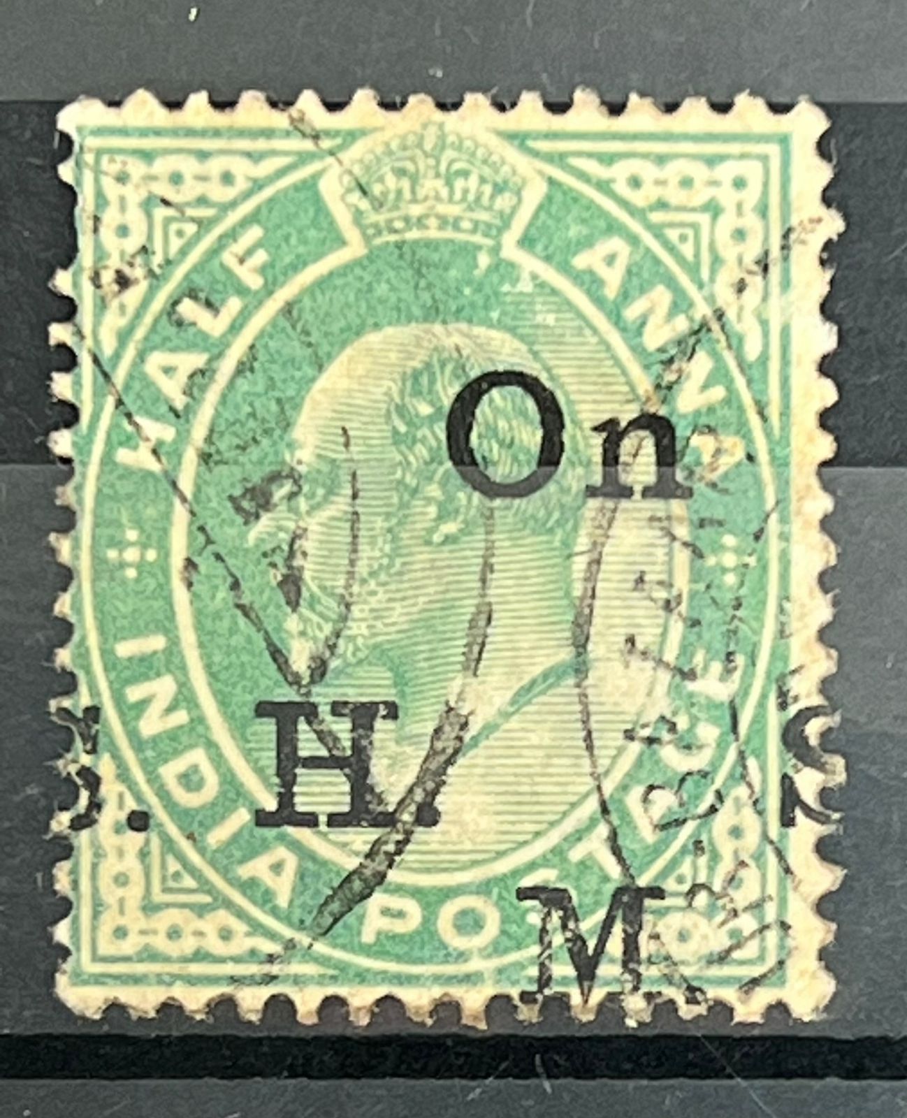 India 1907 KEVII OnHMS Shifted Heavily Error Rare