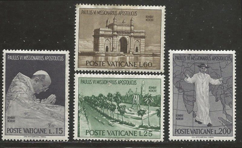 Vatican City 1964 Pope visit to India Complete Set of Stamps MNH