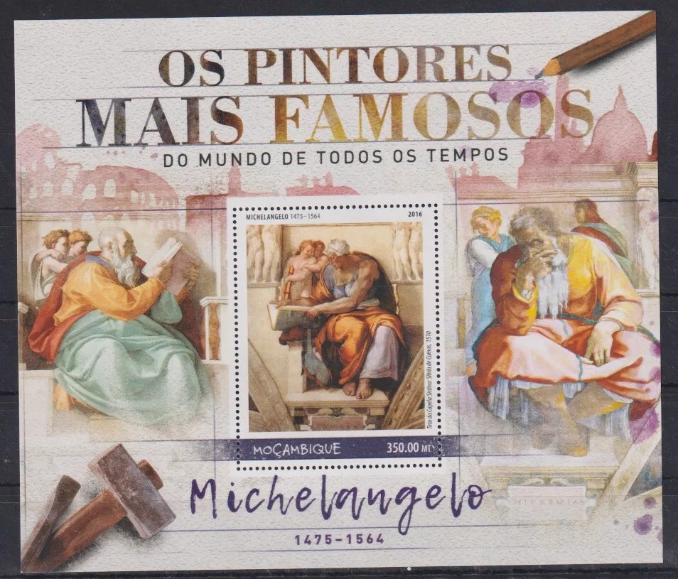 Mozambique 2016 Michelangelo Paintings M/S MNH