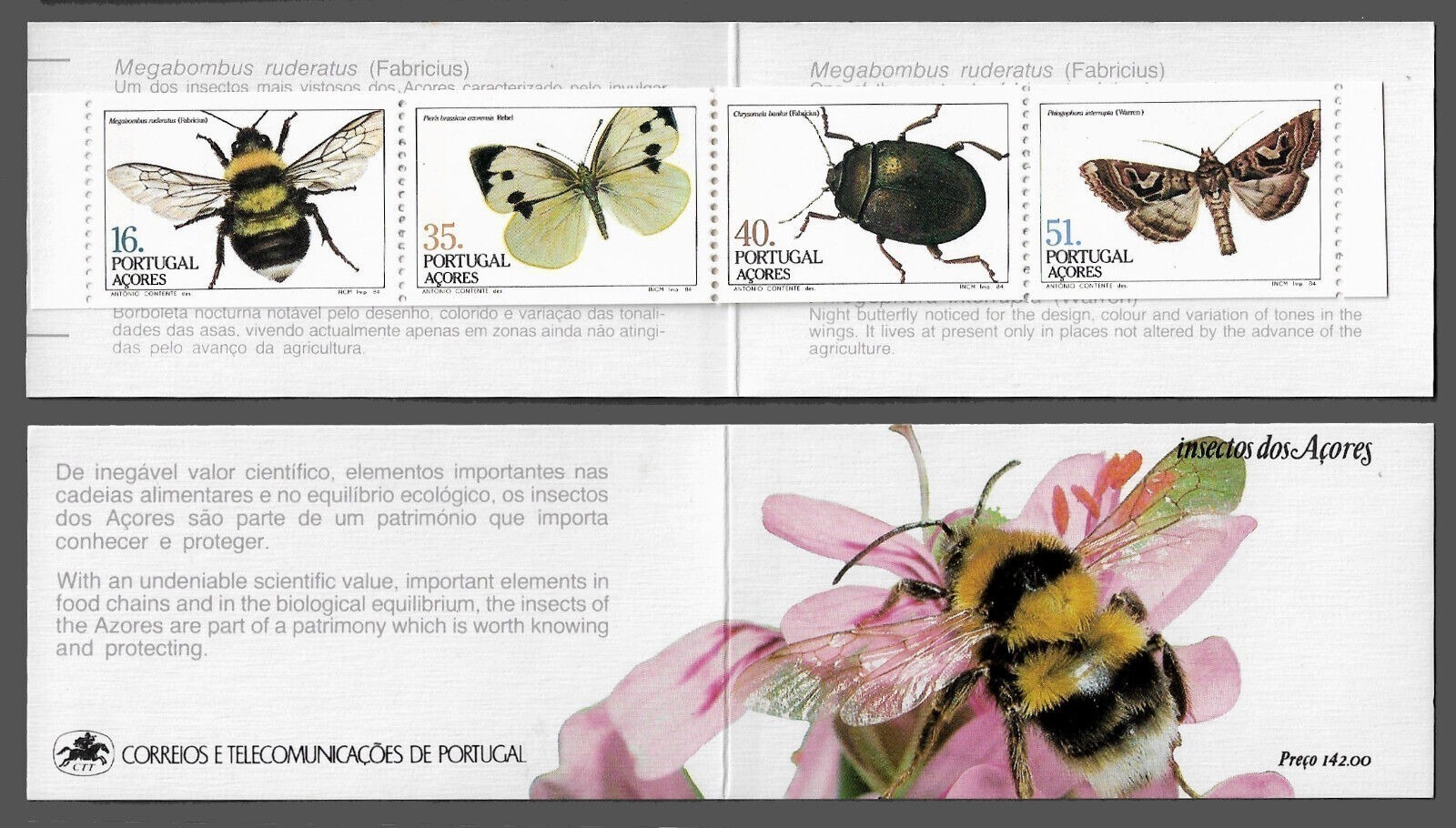 Azores Islands (Portugal ) 1984 Insects Butterflies Booklet