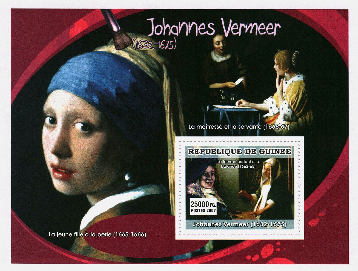 Guinee 2007 Johannes Vermeer Paintings M/S MNH