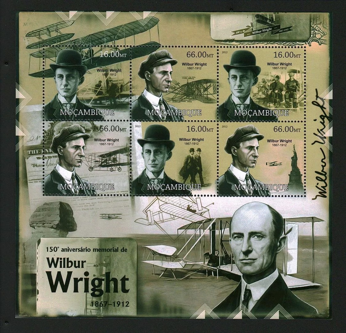 Mozambique 2012 Wilbur Wright Aviation  M/S MNH