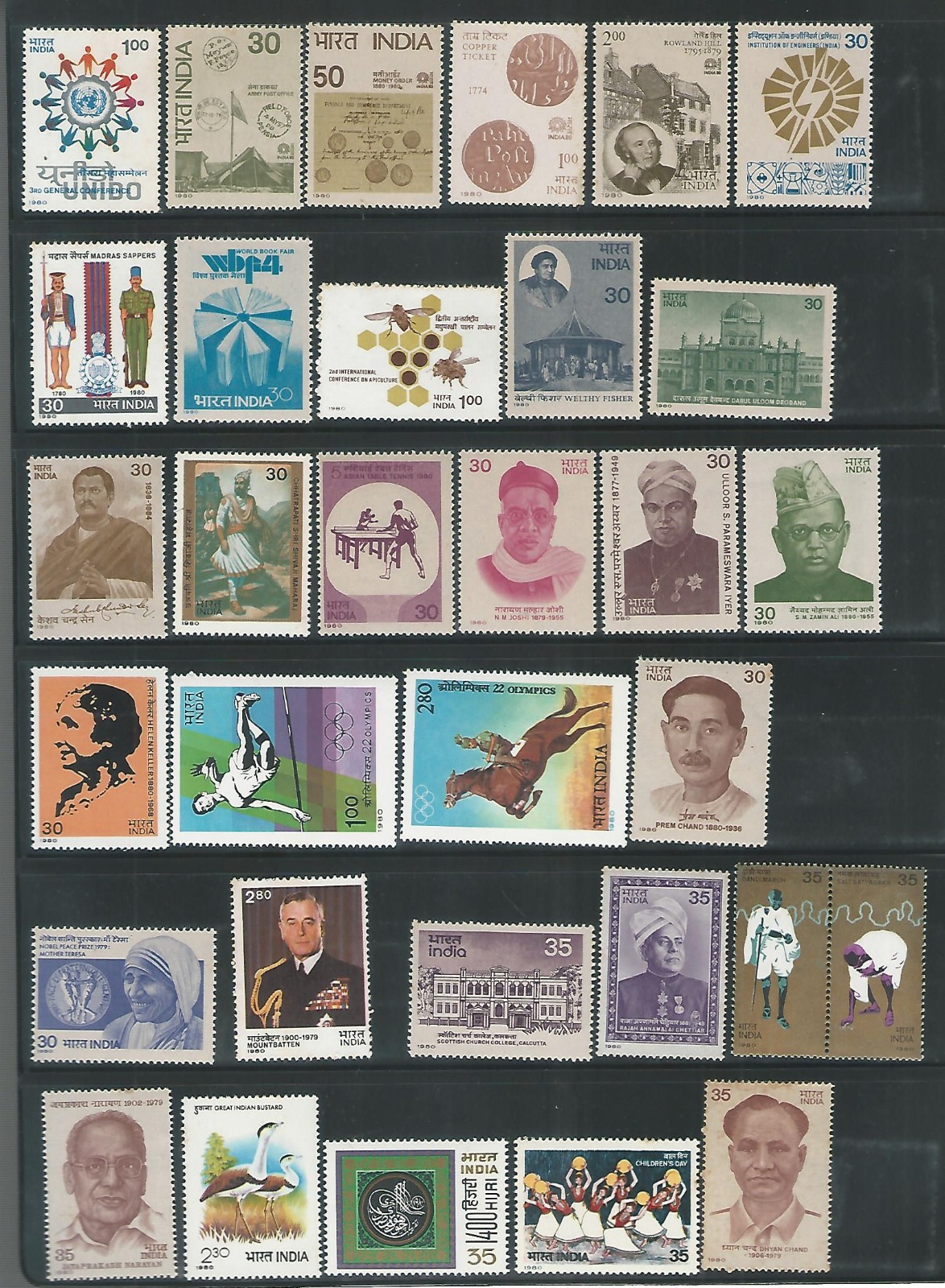 India 1980 Year Pack Complete Set MNH