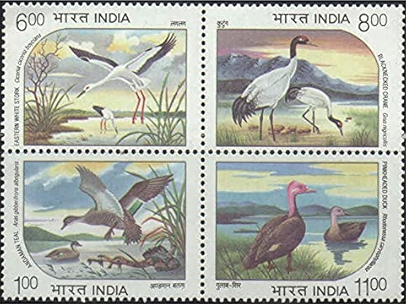 India 1994 Endangered Water Birds Setenant MNH