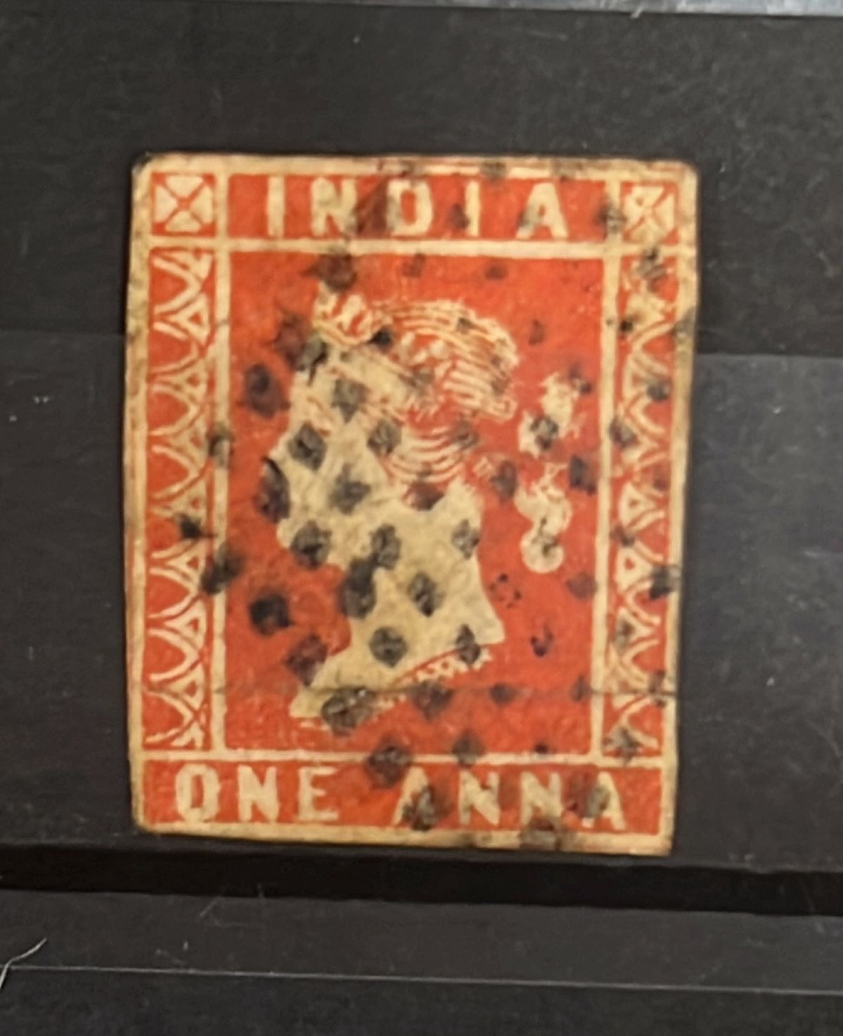 India 1854 SG12 1 Anna Die I Red  Litho Used SG Cat Val £100