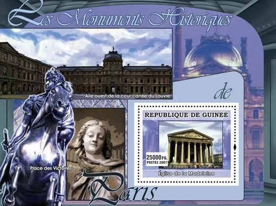 Guinee 2007 Historical Monuments of Paris M/S MNH