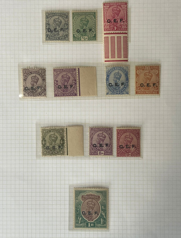 India 1914 KGV CEF China Exp Forces Complete set Mint White Gum , Mostly MNH Very Rare Cat Val 35k