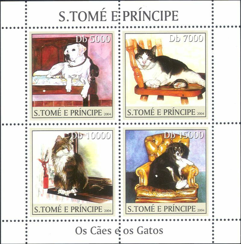 Sao Tome 2004 Cats Dogs Domestic Animals Stamp M/S MNH