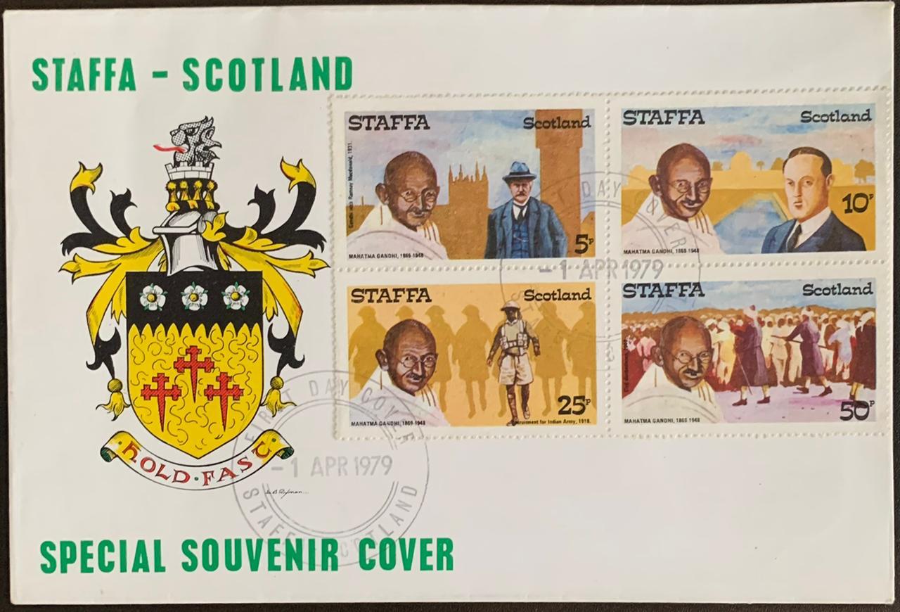 Staffa Scotland 1979 Mahatma Gandhi FDC First Day Cover