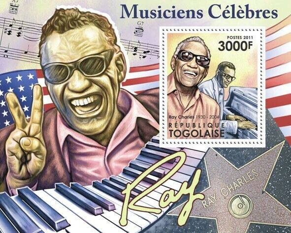 Togo 2011 Musicians Ray Charles M/S MNH