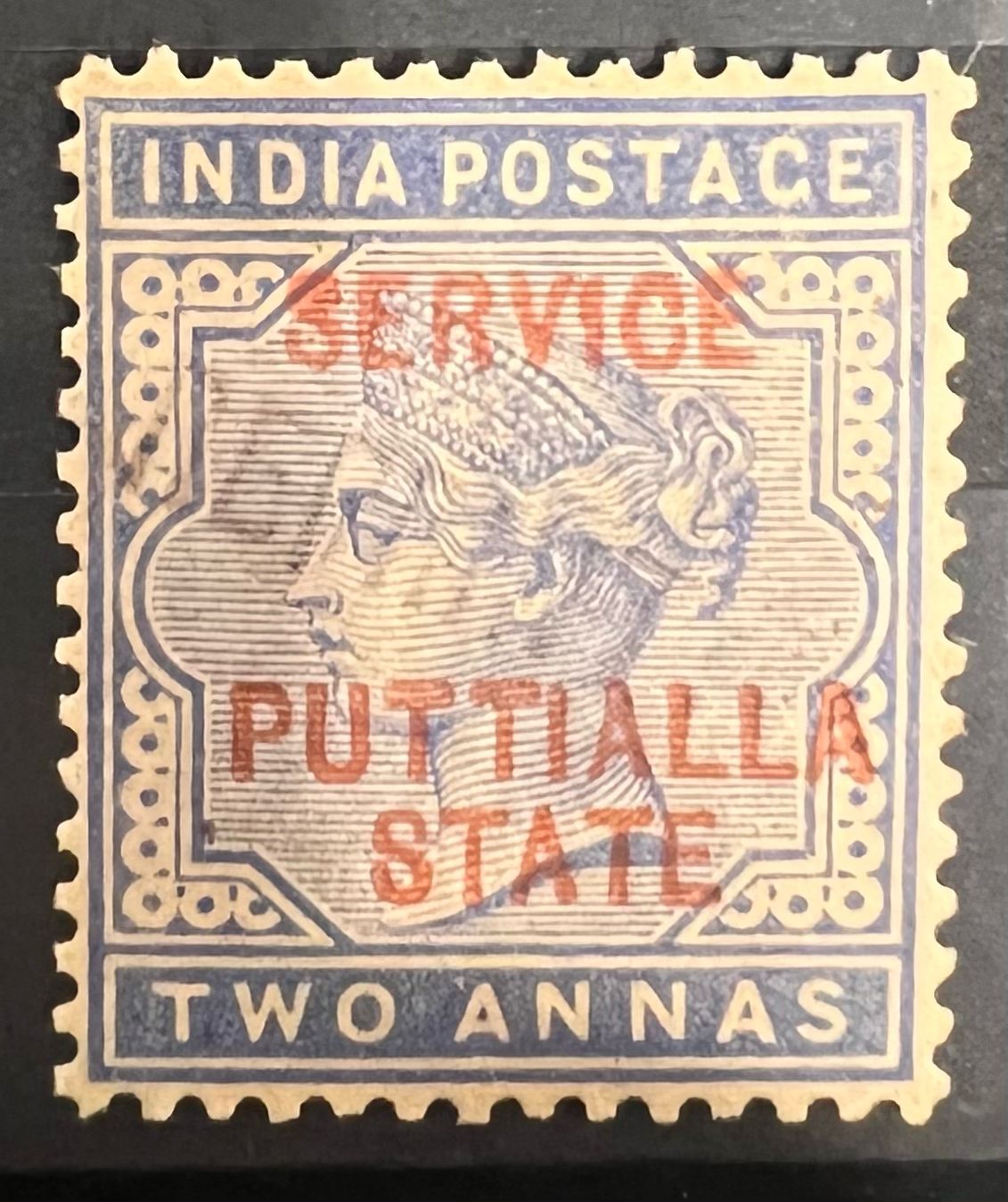 India Patiala 1885 QV 2as REPRINT Scarce