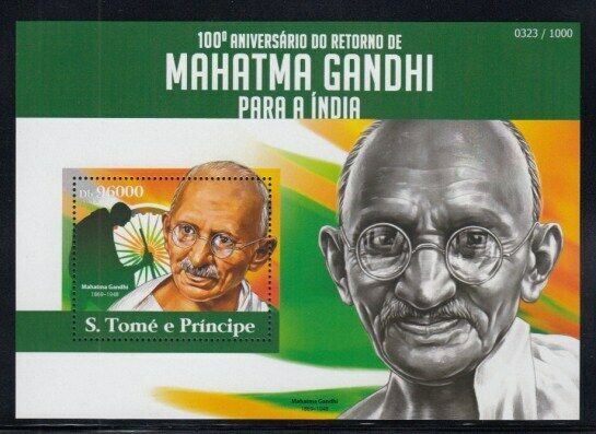 Sao Tome 2015 Mahatma Gandhi Stamps M/S MNH