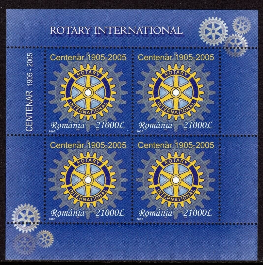 Romania 2005 100th Ann. Rotary International Mini-Sheet of 4 MNH
