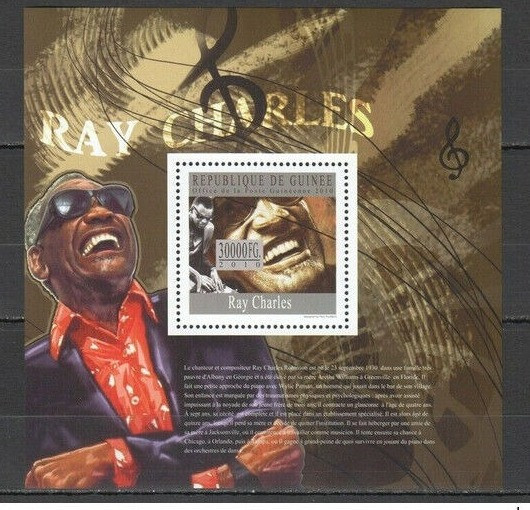 Guinee 2010 Music Legend Ray Charles M/S MNH