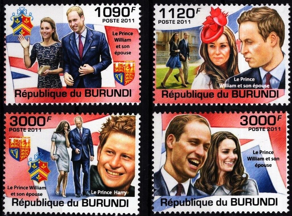 Burundi 2011 Royal Wedding, Prince William & Katherine Middleton  4v Set MNH