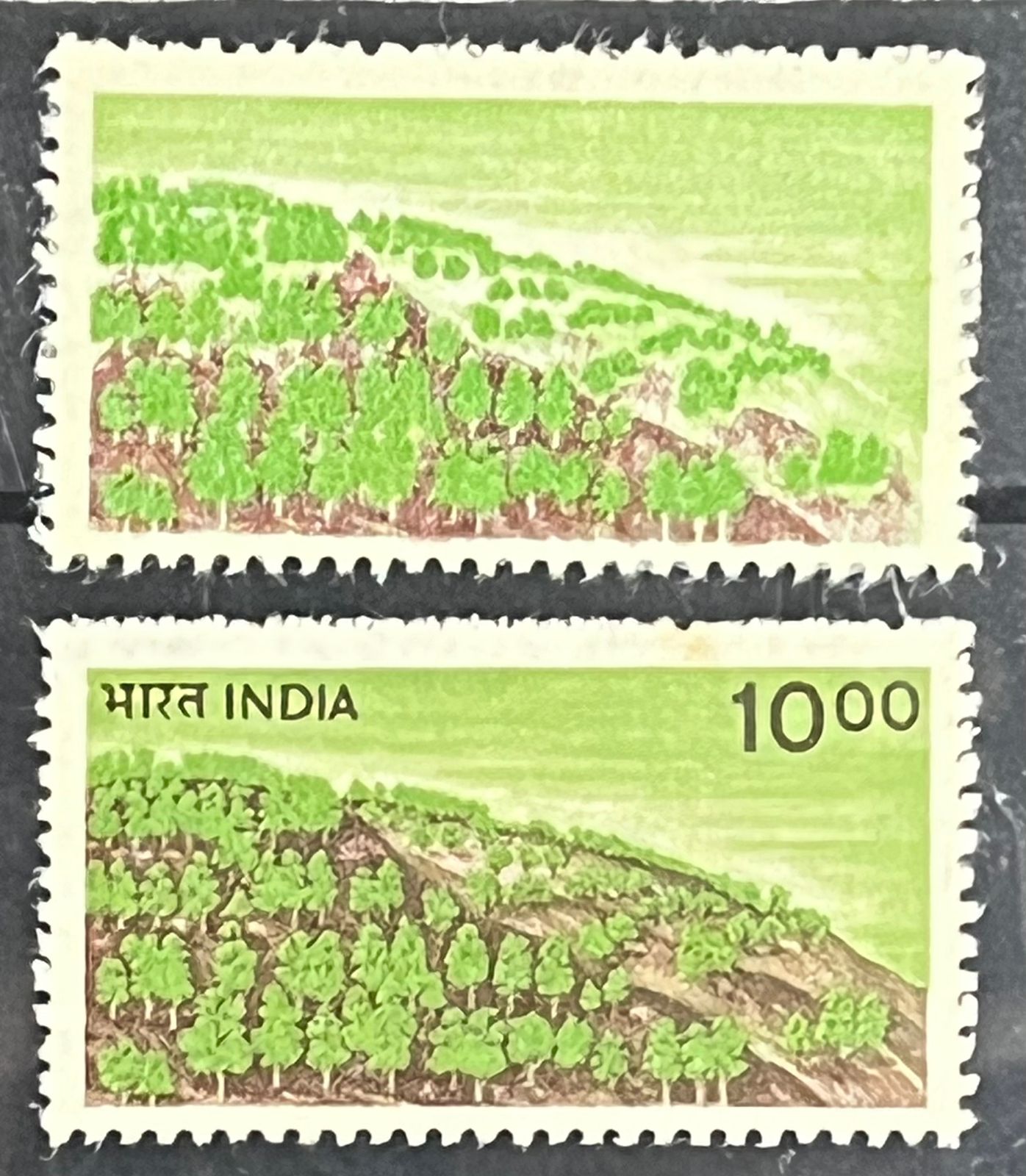 India 1988 Afforestation 10Rs Superb Error Value Omitted Rare