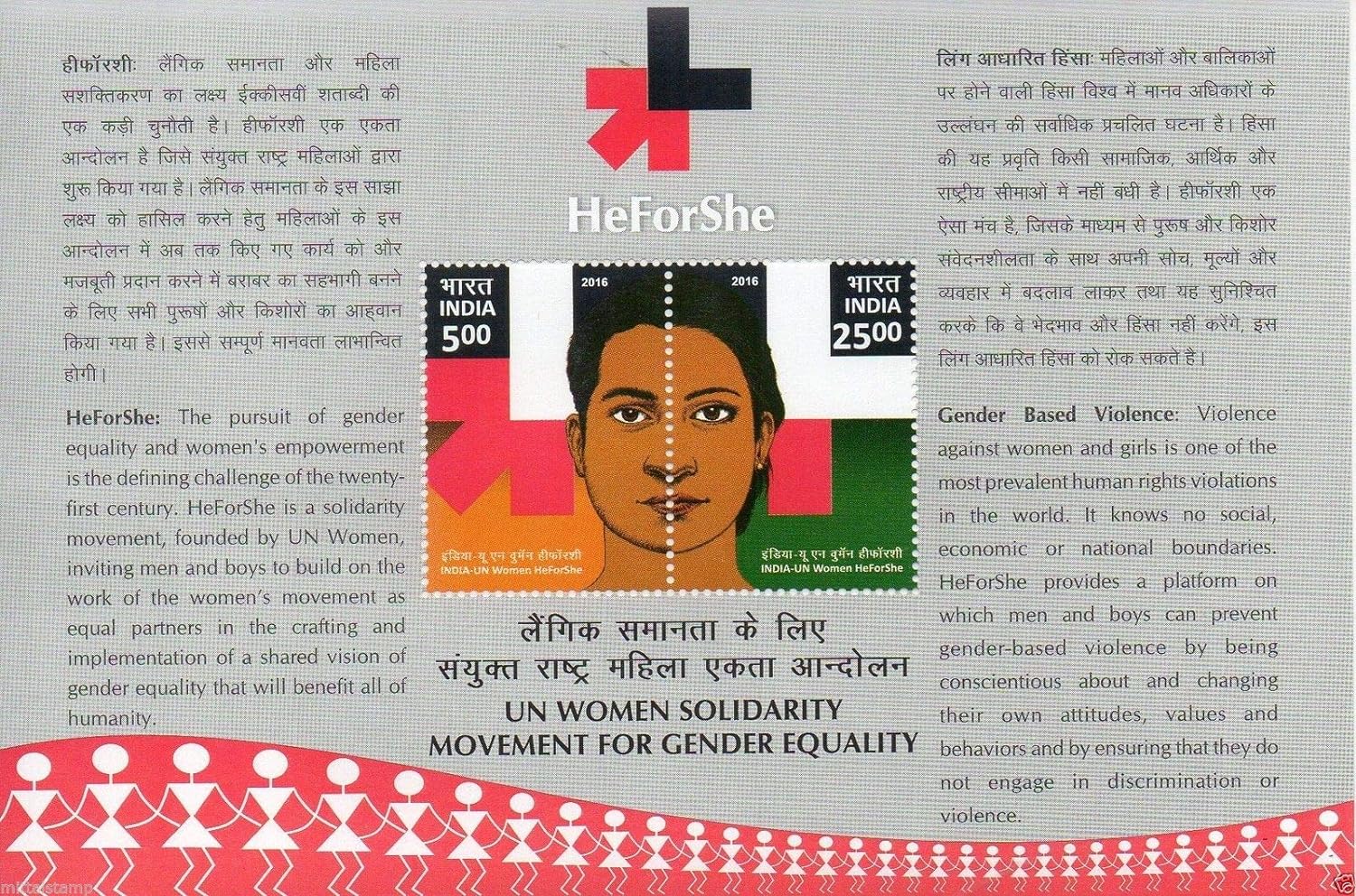 India 2016 Women He for She Miniature Sheet MNH