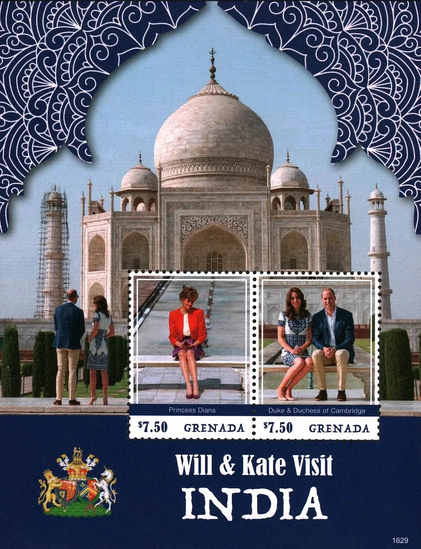 Grenada 2016 William & Kate Visit to India Taj Mahal M/S MNH -