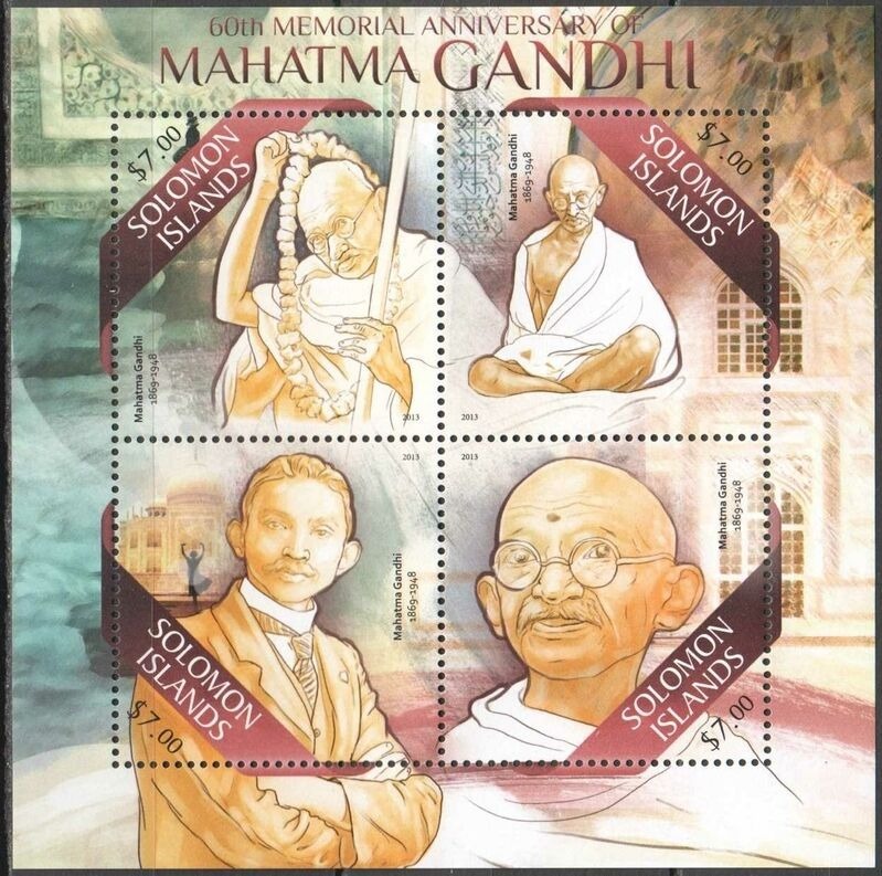 Solomon Island 2013 Mahatma Gandhi M/S MNH