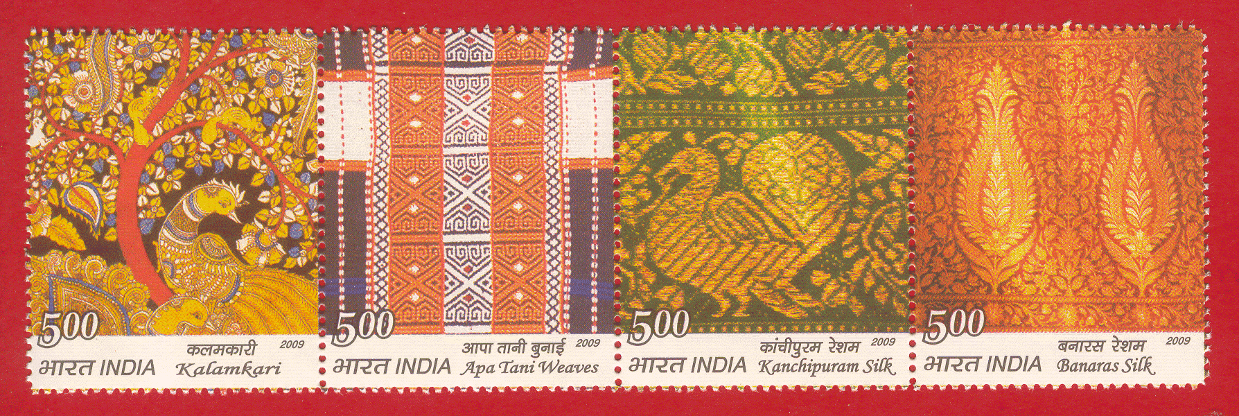 India 2009 Traditional Indian Textiles Setenant MNH