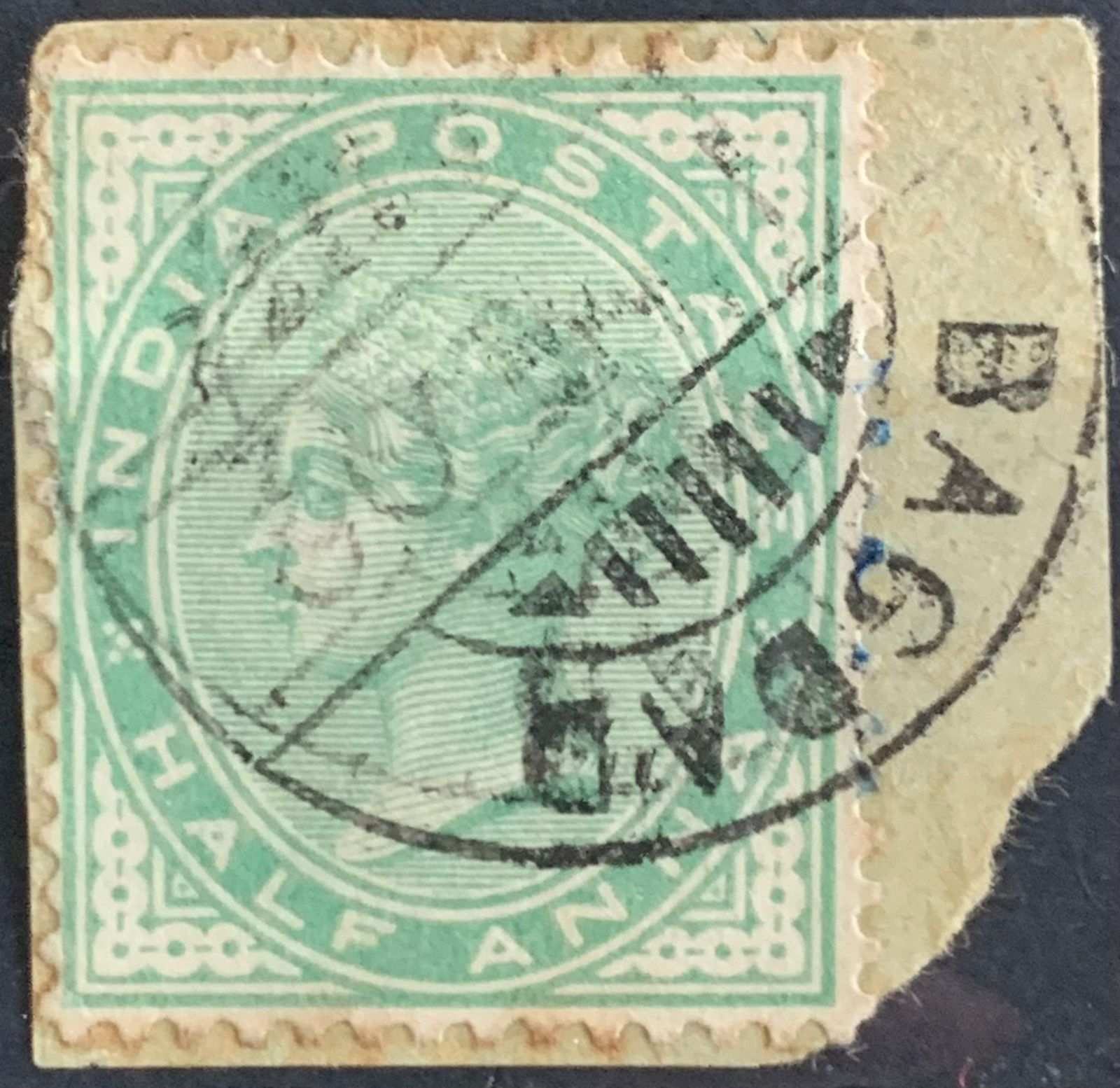 India 1900 QV 1/2a Used Abroad in BAGDAD Fine Cancelled