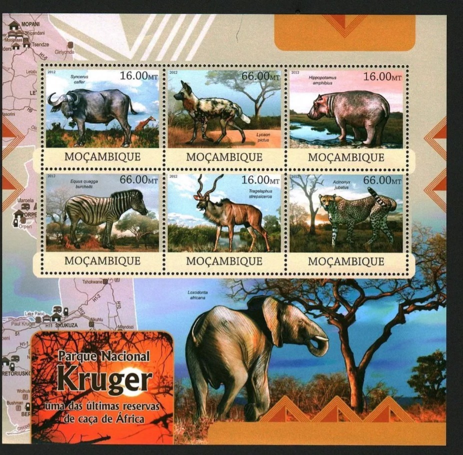 Mozambique 2012 National Park Kruger Africa Animals M/S MNH