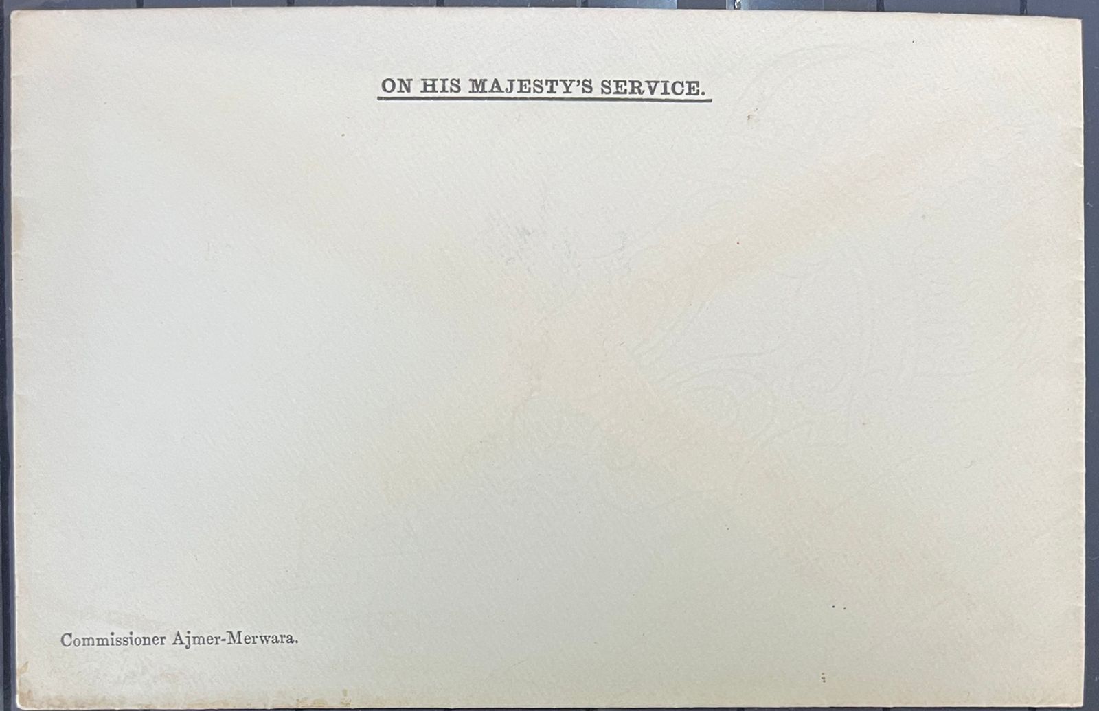 India Ajmer Merwara OnHMS Postal Stationery Envelope Unused